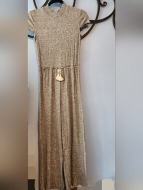 Art Class Soft Ribbed Knit Jumpsuit in Heathered Gray Size L